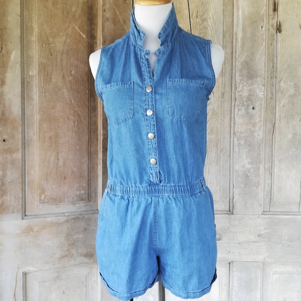 Denim Shorts Romper